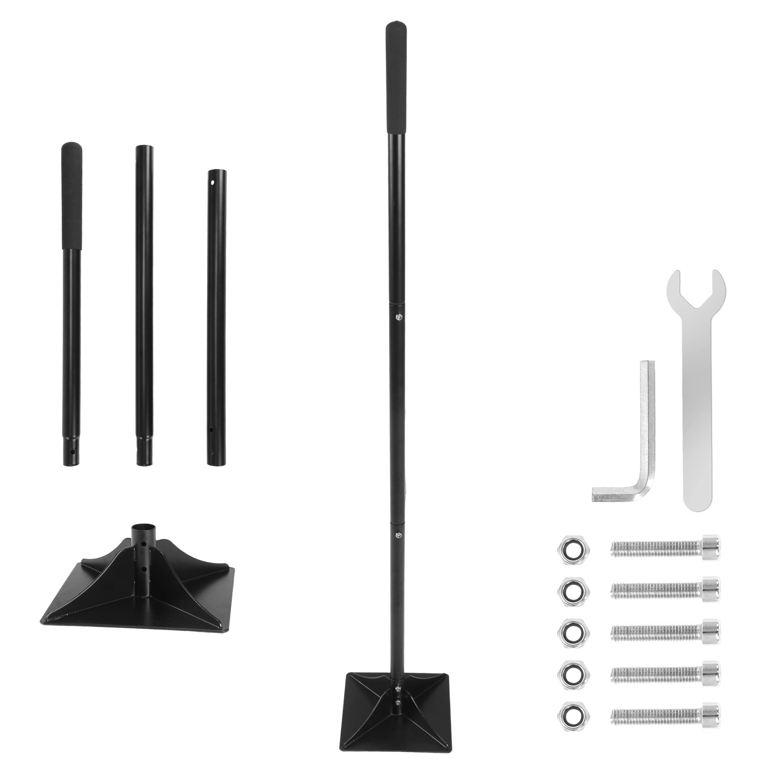 Heavy Duty 8″ x 8″ Steel Tamper Tool with 48″ Handle & Rubber Grip for Ground US