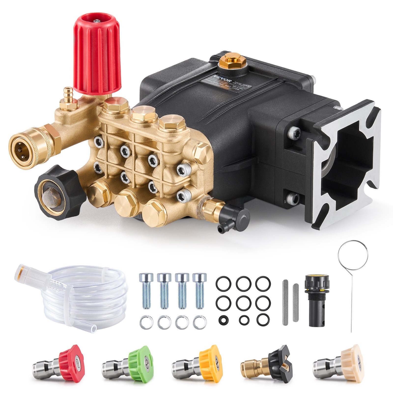 Pressure Washer Pump, 3/4″ Shaft Horizontal Triplex Plunger, 3300 PSI, 2.5GPM, R