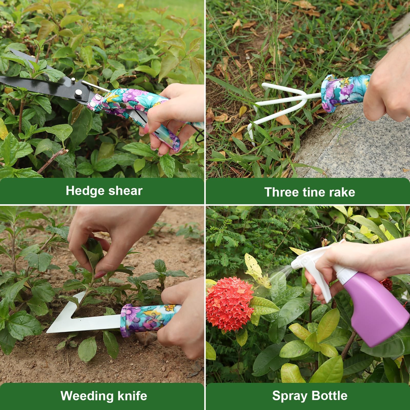 10-Piece Heavy Duty Gardening Tools Set with Tote Bag, Ergonomic Handles