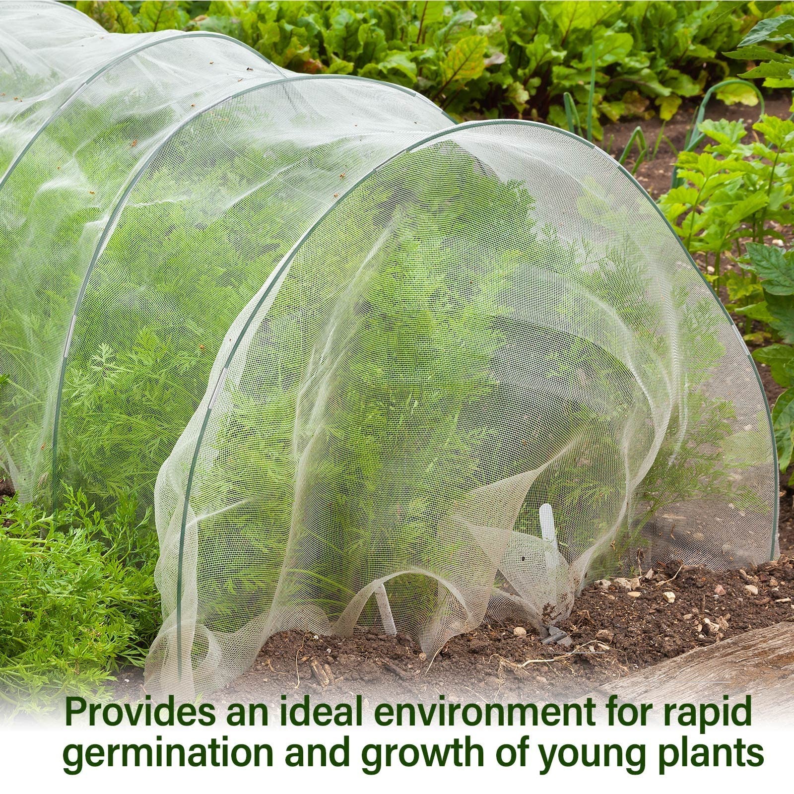 Woanger 2 Pack Garden Mesh Netting Kit Plant Cover with 100 Garden Hoops 72 C…