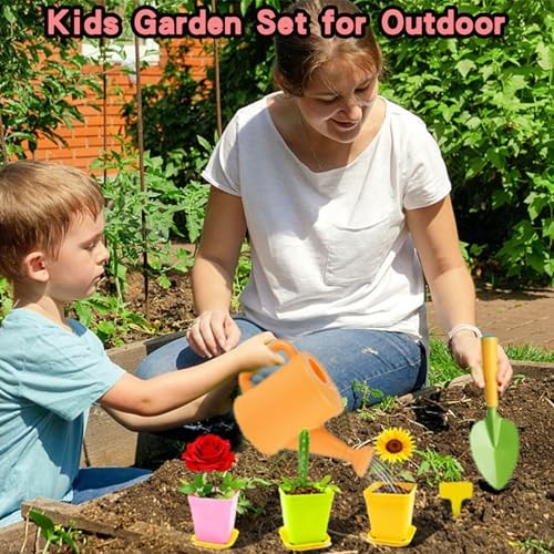 Kids Gardening Set for Girls Boys Ages 3-7,13PCS Garden Tool Kit with