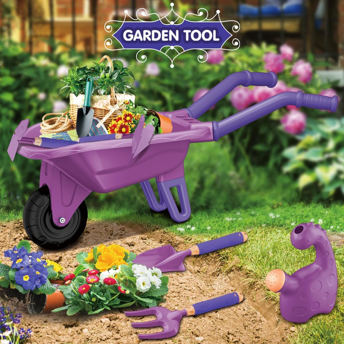 15 PCS Kids Gardening Tool Set for Girls Boys, Toddler Gardening Tools Set with