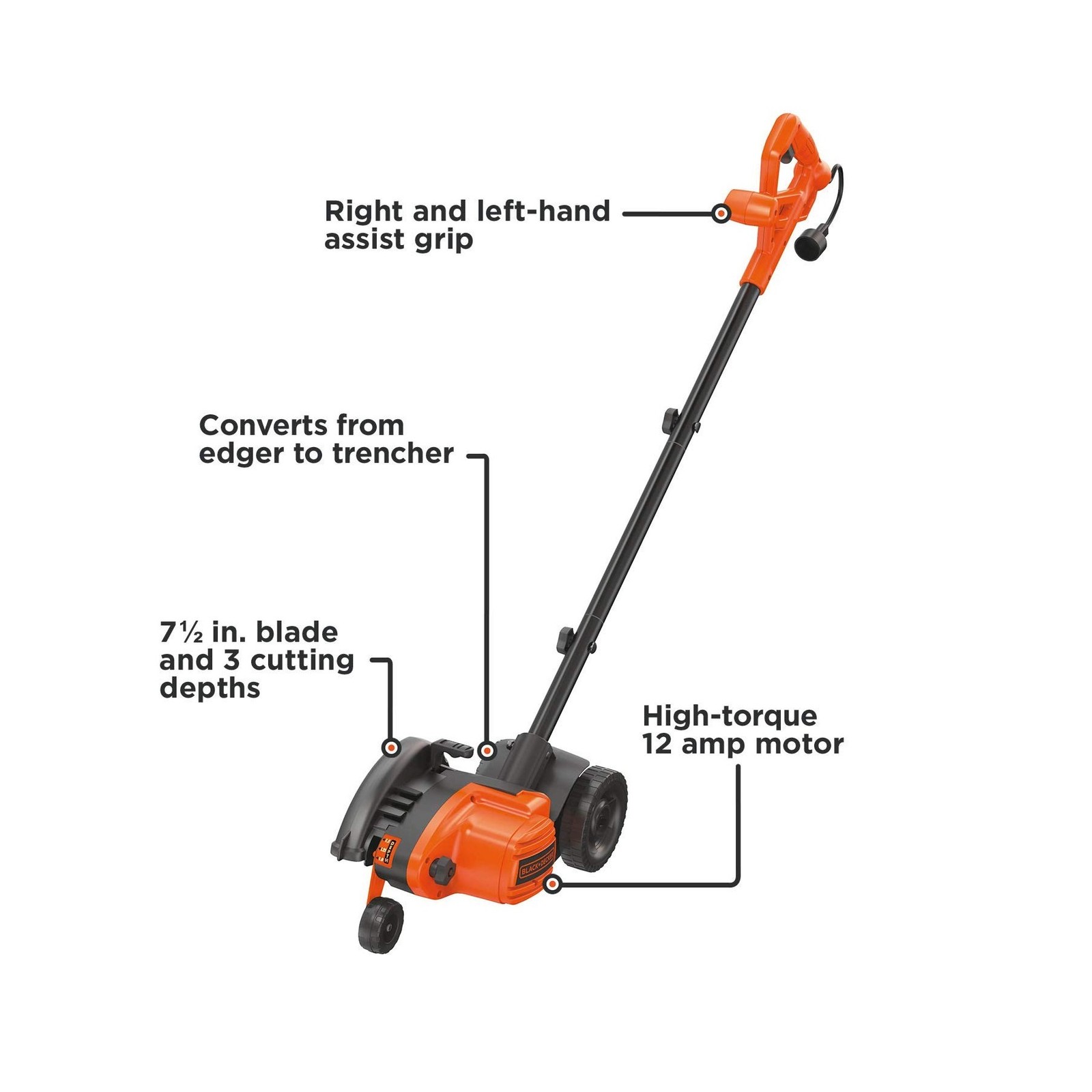 BLACK+DECKER 12 Amp 2-in-1 Landscape Edger and Trencher, (LE760FF) Fast Ship