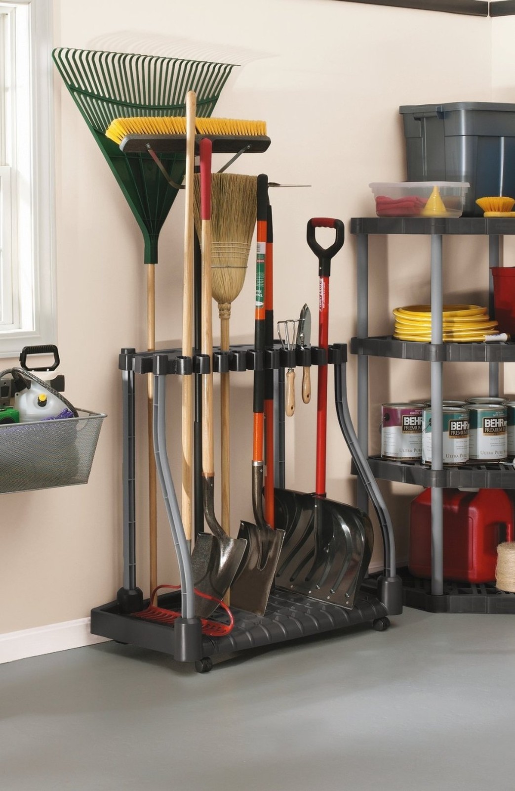 Rubbermaid Garage Tool Tower Rack Easy to Assemble Wheeled Organizes up to 40…
