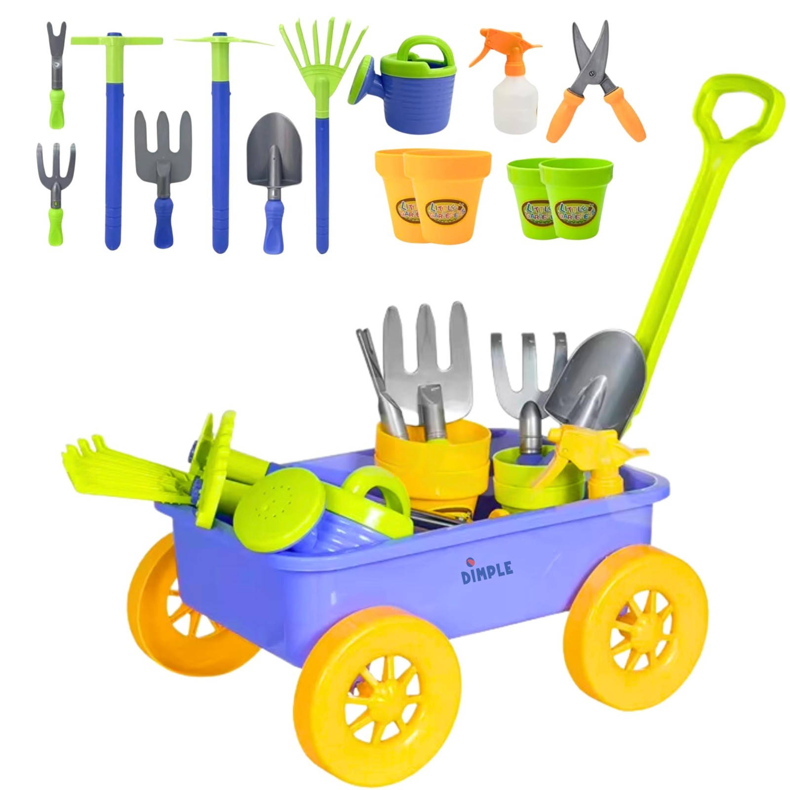Kids Gardening Wagon & Tools Set – 15 Pcs Outdoor Toys for Toddlers, Sand & Beac