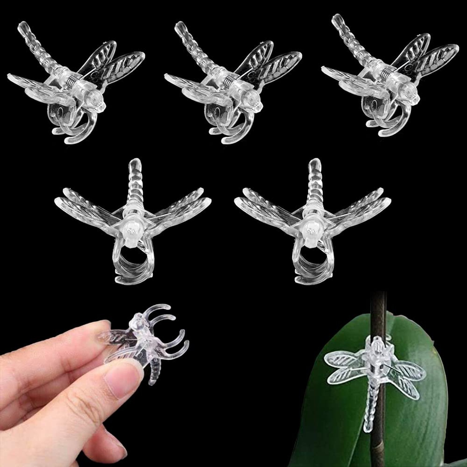 Watris Veiyi 100Pcs Plant Orchid Support, Garden Dragonfly Orchid Clips, Port…