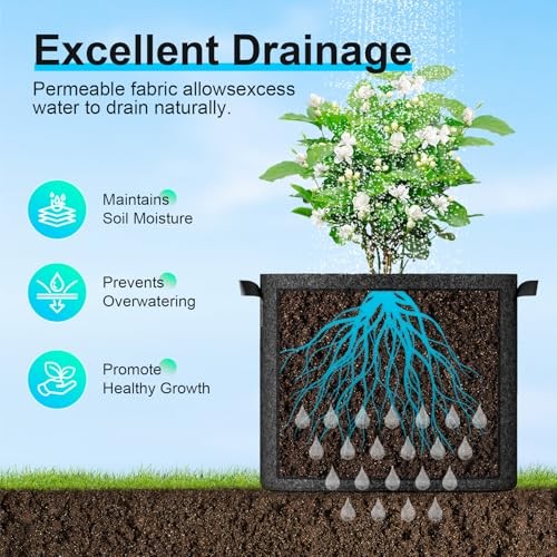 Land Guard 10 Gallon Fabric Grow Bags 4-Pack Nonwoven Garden Pots with Handles