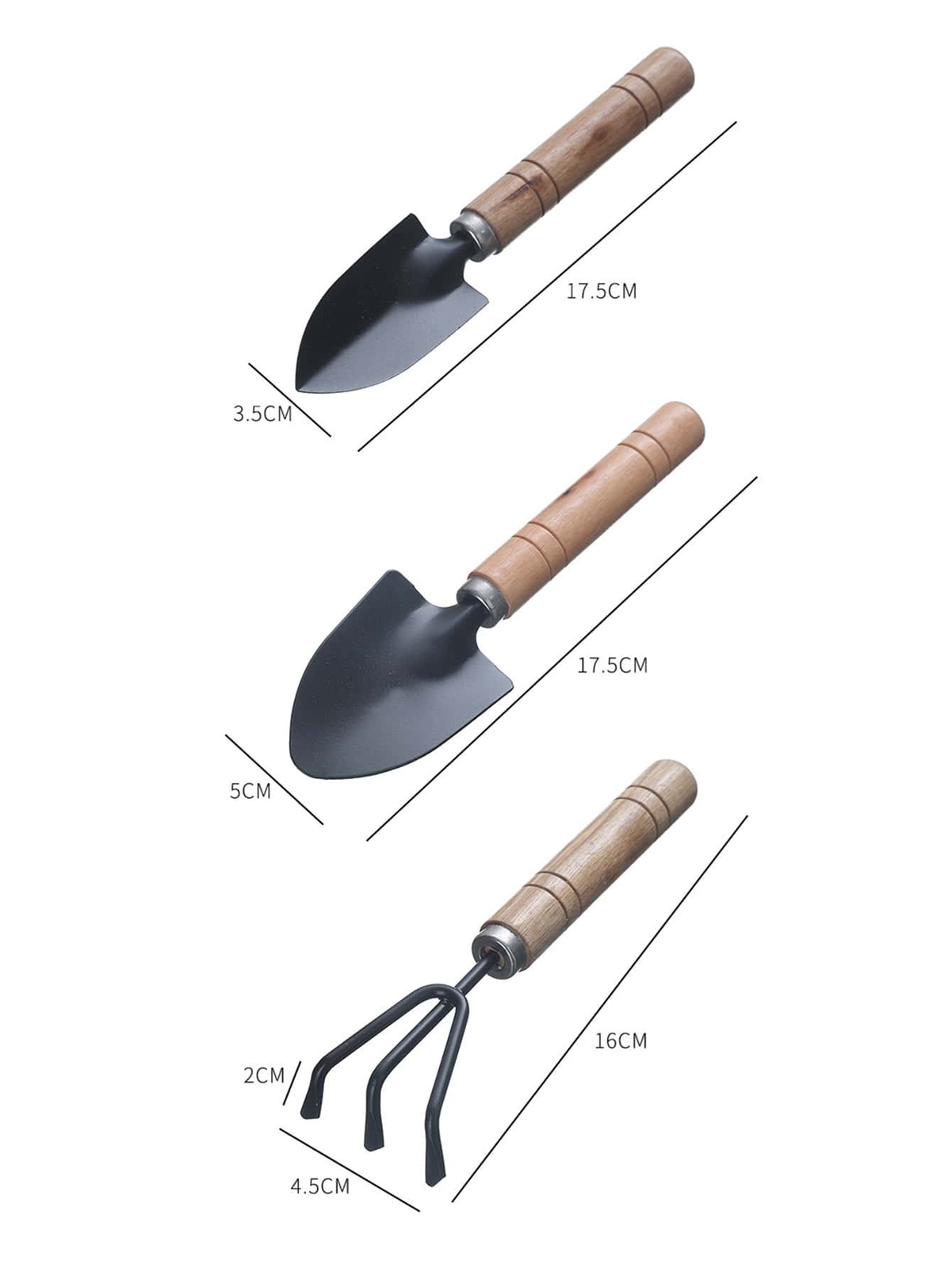 3pcs Garden Mini Tool Set Shovel Rake for Plants Hand Tools Set