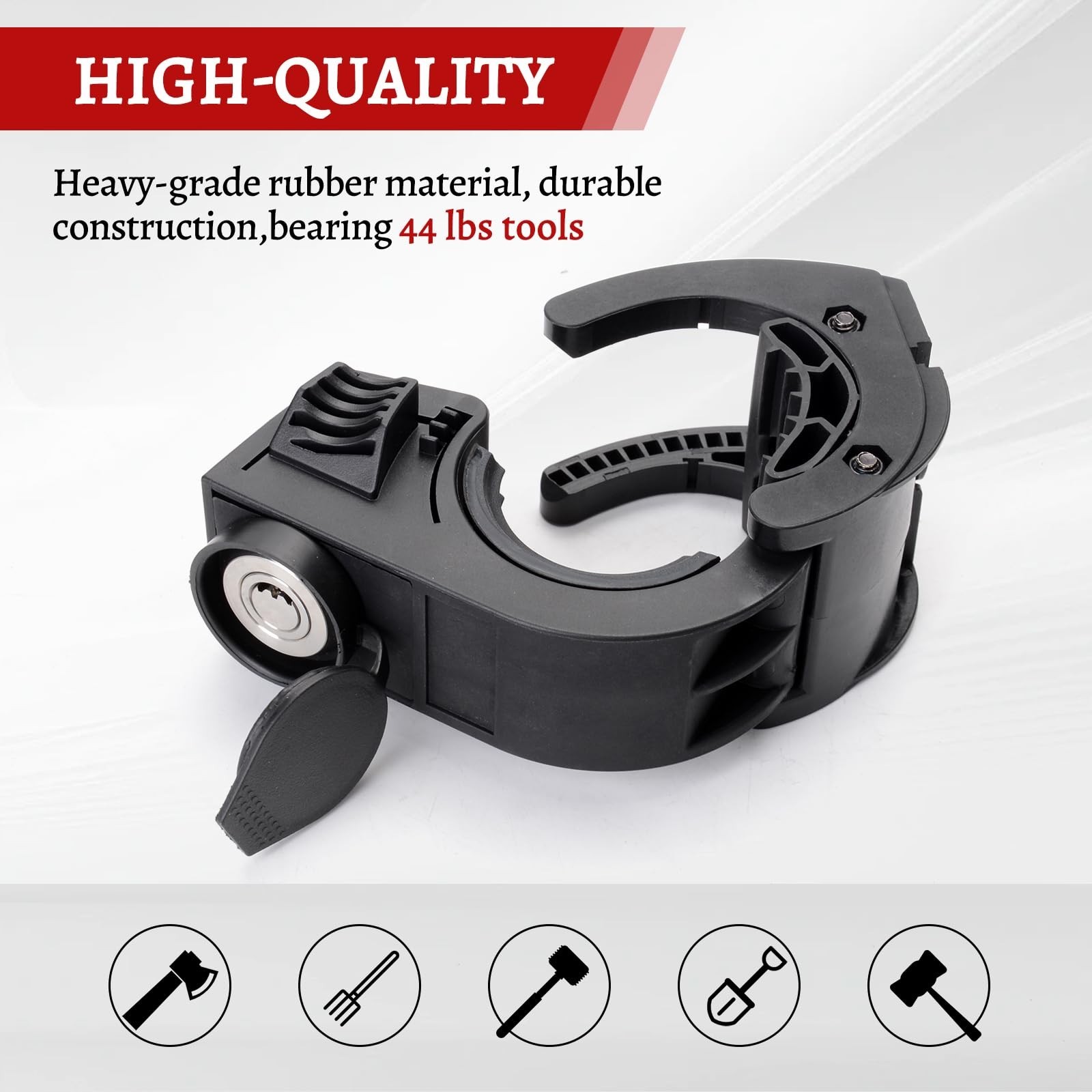Shovel Holder Rubber Grip Mount Kit with lock Fits 0.79″-1.79″ Diameter Tools…