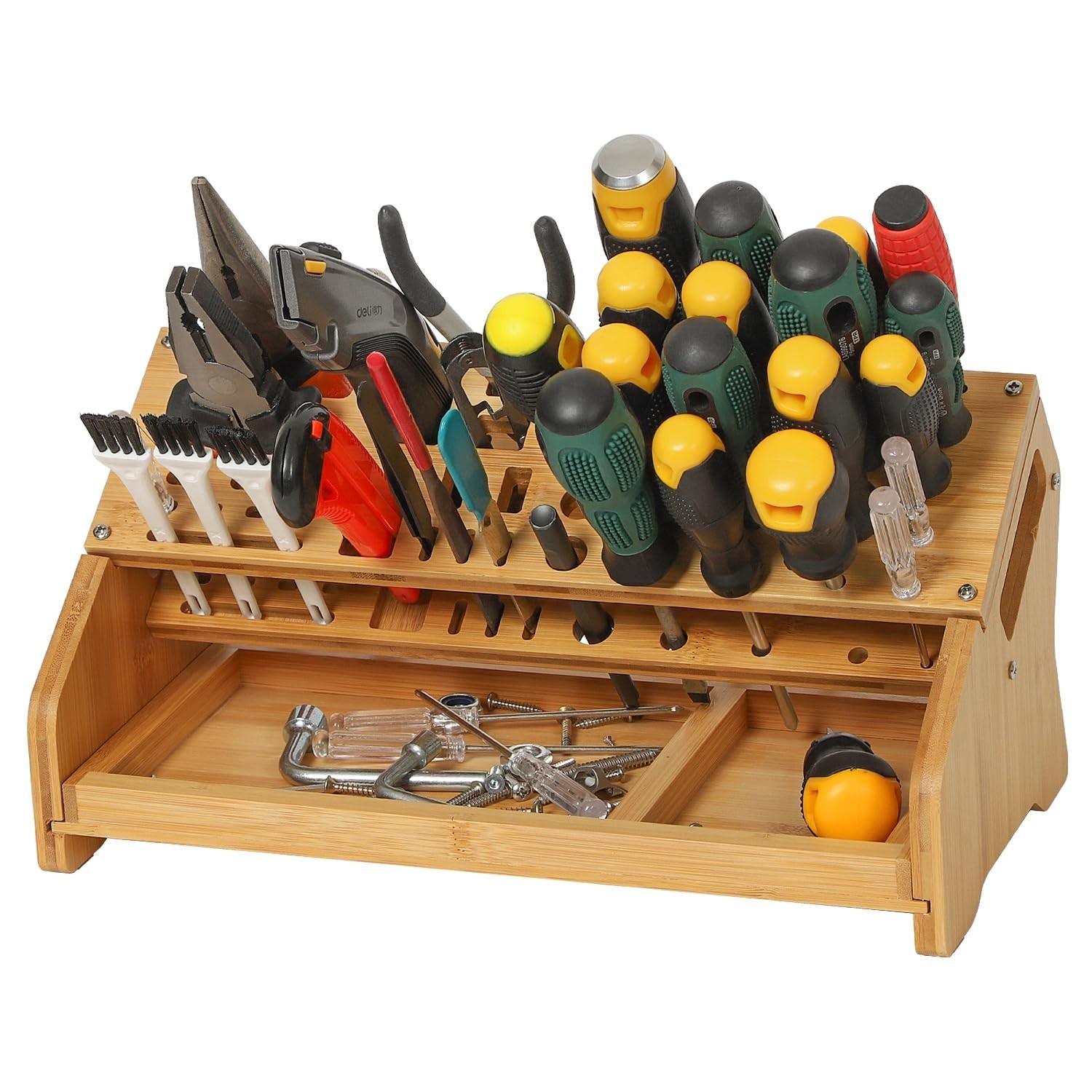 Bamboo Screwdriver Organizer – Tool Storage Organizer Workbench Desktop Rack …