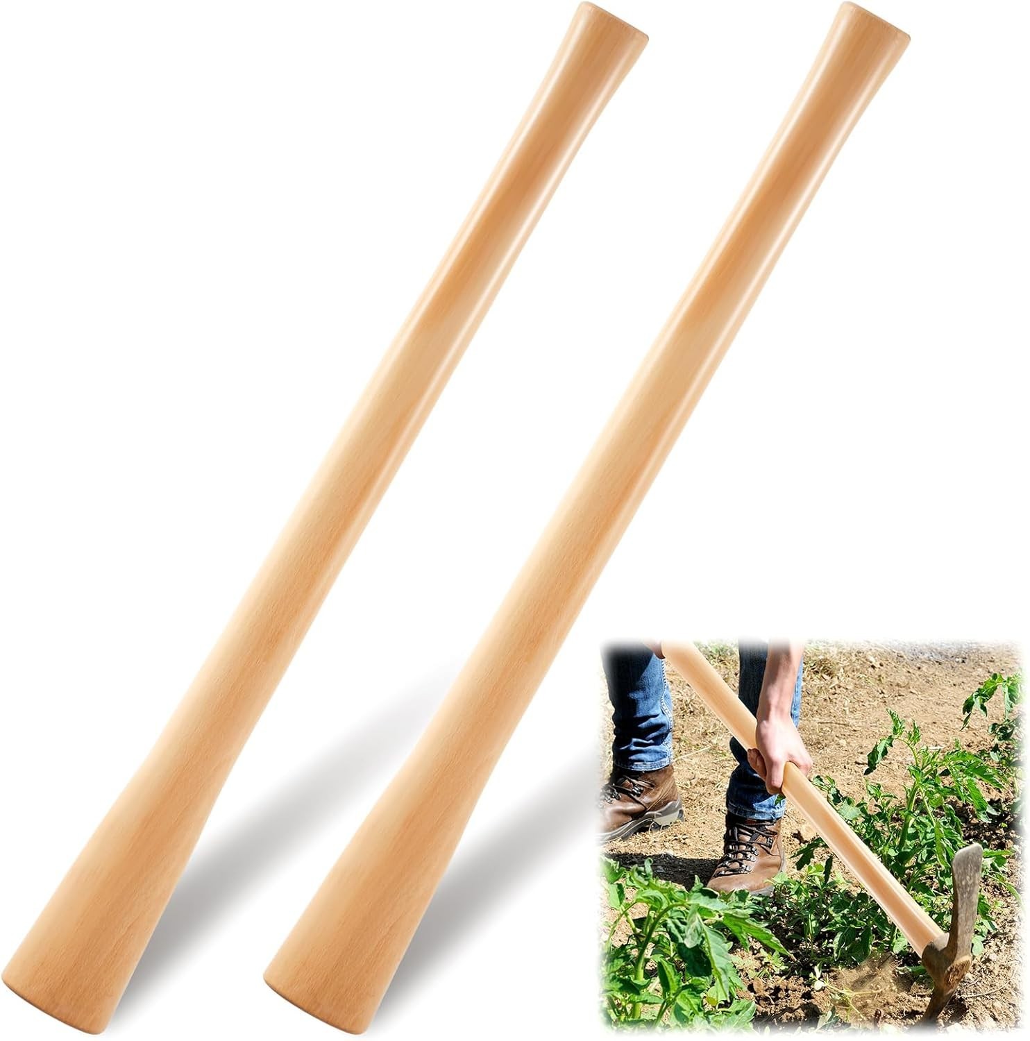 2 Pcs 35 Inches Pickaxe Handles Beech Wood Handles Replacement Tool Set for H…