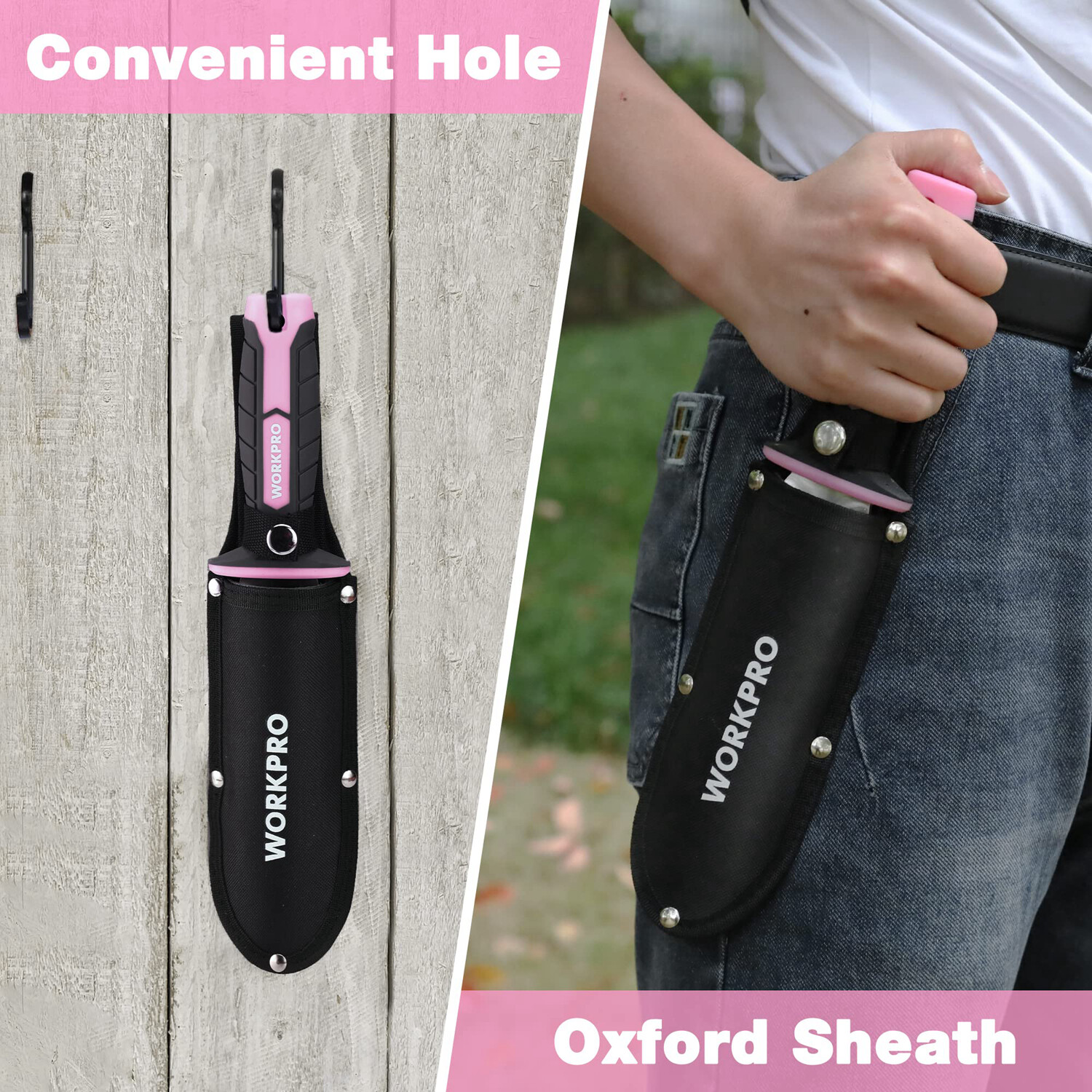 WORKPRO Hori Hori Garden Knife 7-in Blade Weeding & Digging Tool w/Oxford Sheath