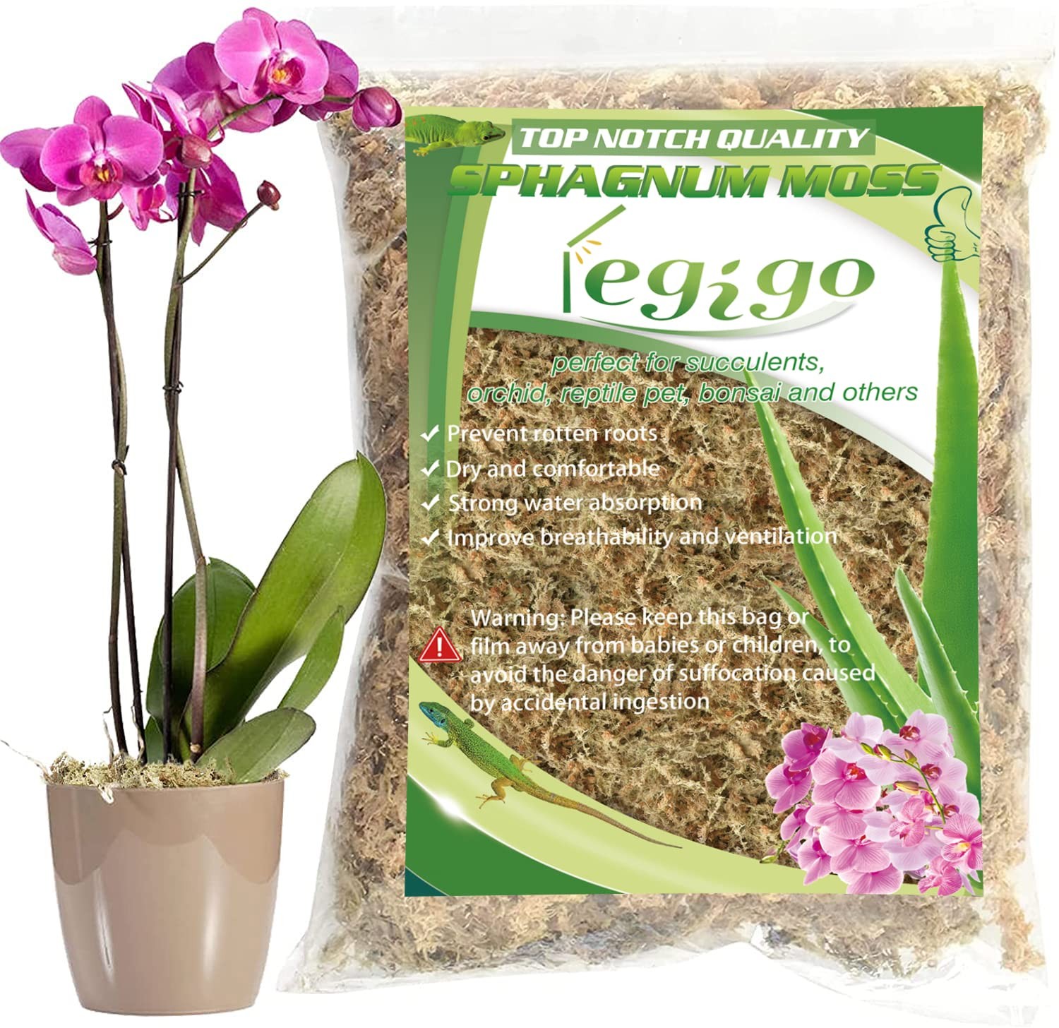 Legigo 3.5Oz Premium Sphagnum Moss Potting Mix- 4 Qt Natural Succulent