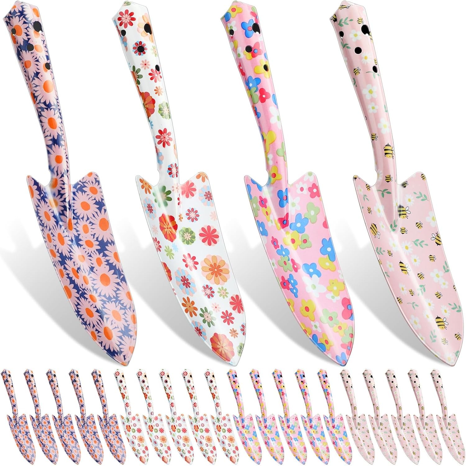 48 Pcs Floral Garden Shovels Bulk Gardening Gift (Pink Daisy)