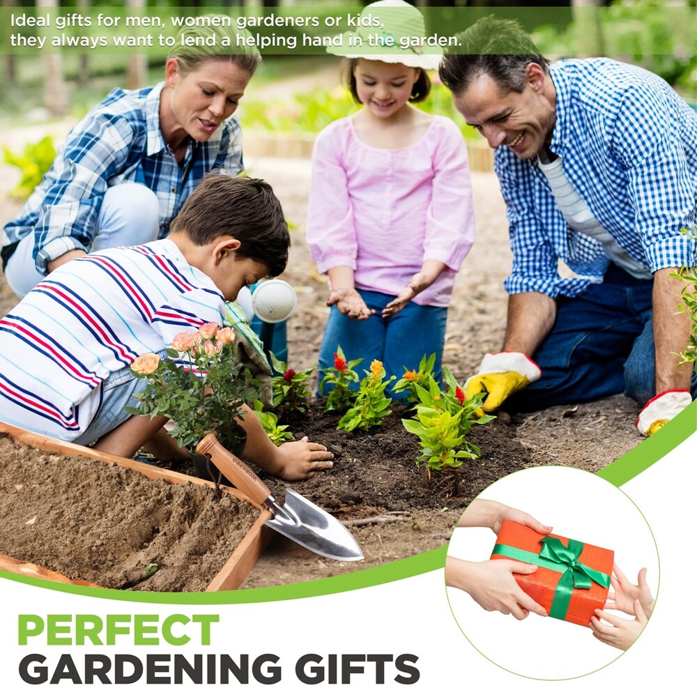 11″ Heavy Duty Gardening Hand Trowel Stainless Steel Garden Shovel w/Wood Handle