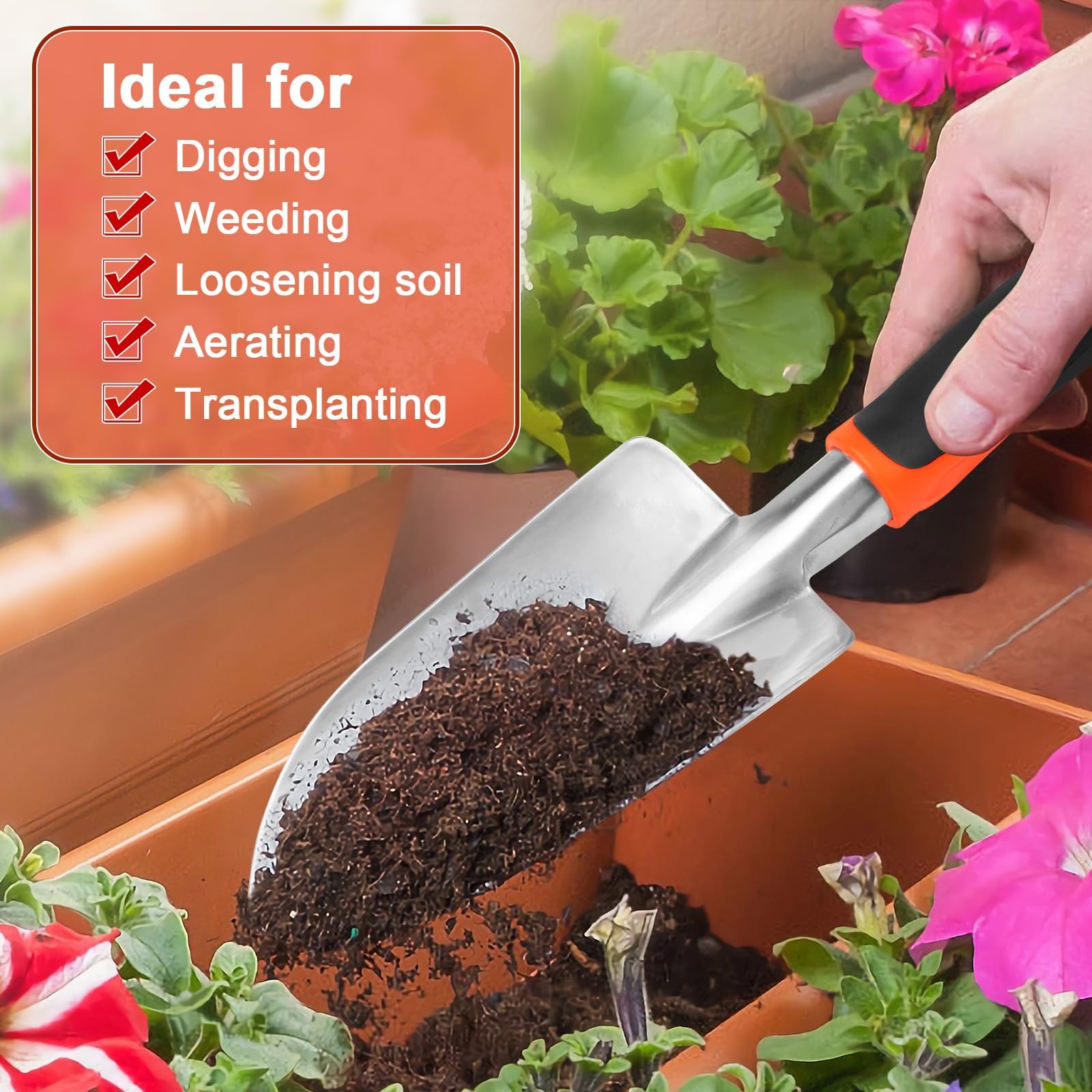 Garden Shovel Garden Hand Trowel Heavy Duty Hand Shovel with Ergonomic Handle