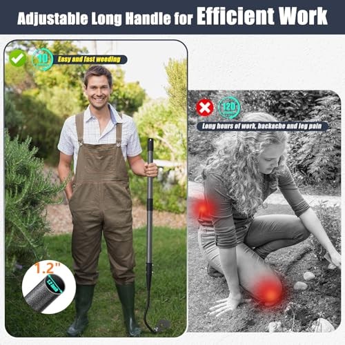 70 Inch Garden Hoe, Heavy Duty Metal Weeding Hoe Tool for Standing, 70 Inches