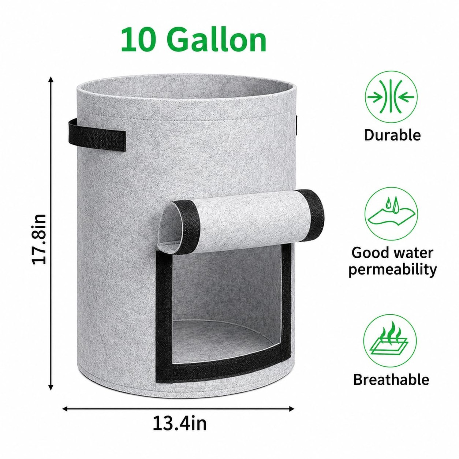JJGoo 4 Pack Potato Grow Bags 10 Gallon with Flap, Heavy Duty Fabric Grow Bag…