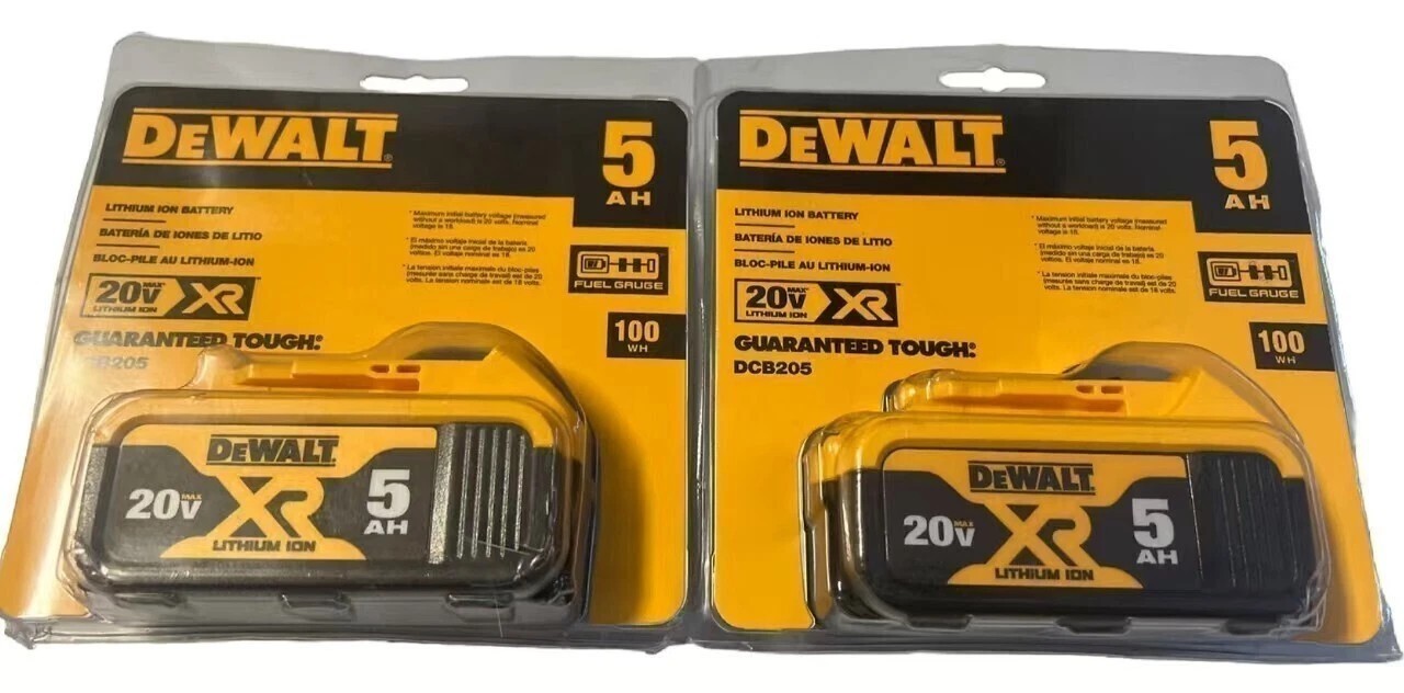 2 Packs New DEWALT DCB205 20V Max XR 5.0Ah Lithium-Ion Battery for Tools USA