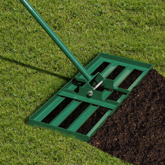 30 x 10 Inch Lawn Leveling Rake with Ergonomic Handle-Green – Color: Green