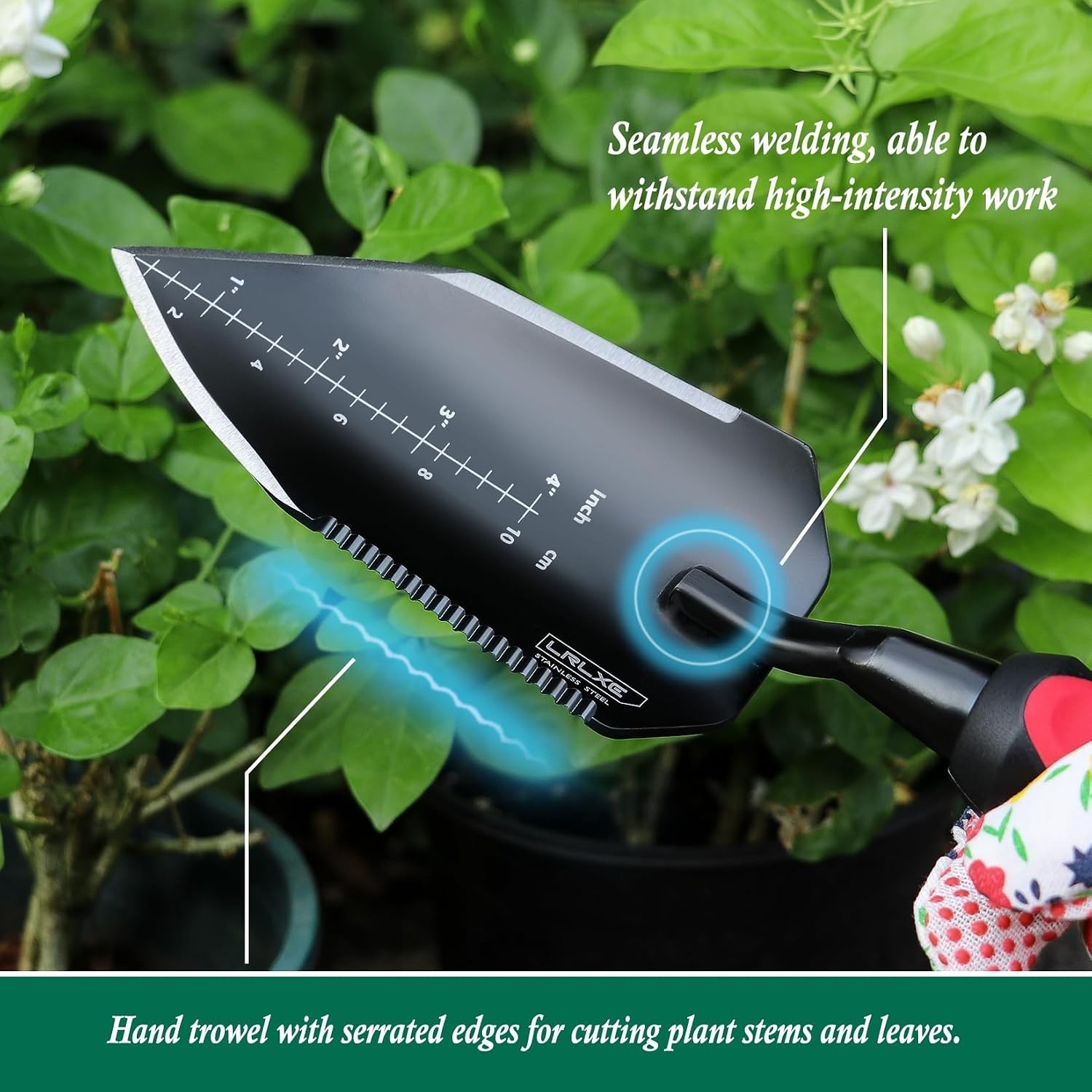 Heavy Duty Garden Trowel, Stainless Steel Pointed Hand Shovel with Non‑Slip R…