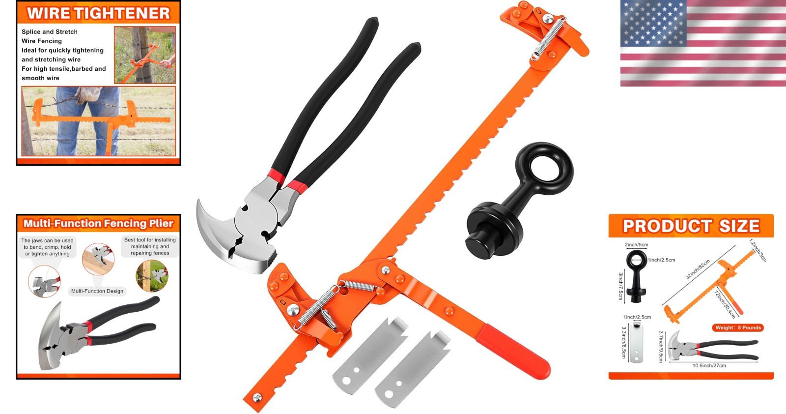 Comprehensive Fence Tools Set – 5 Pcs Carbon Steel for Effortless Wire Repairs