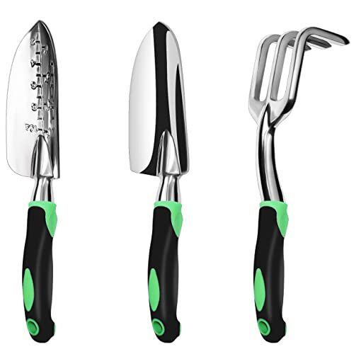 Garden Tool Set 3 Pack Aluminum Heavy Duty Gardening Kit Includes Hand Trowel…