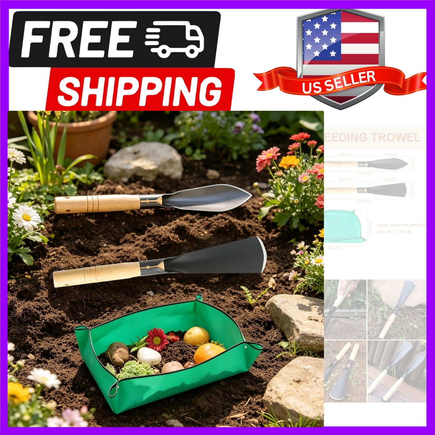 Garden Shovel Trowel Tool Set, 3 Pack Heavy Duty Gardening Tools Set Include …