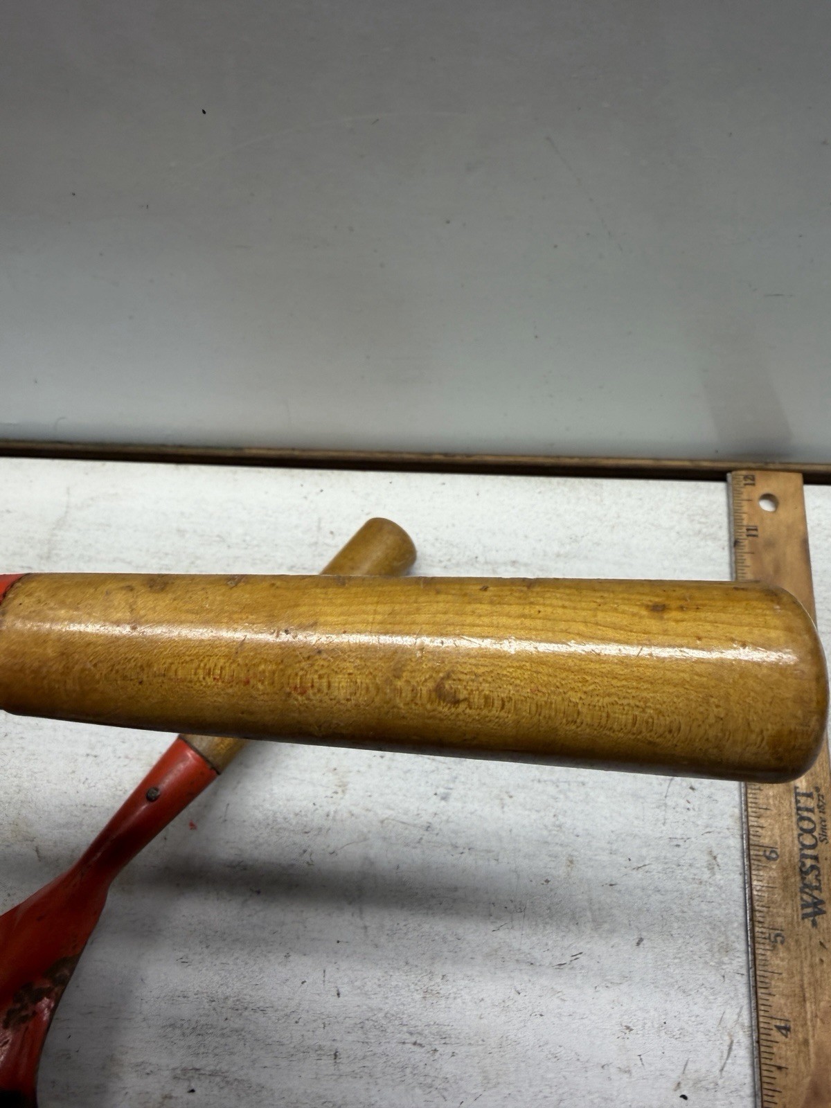 Vintage Garden Fork & Cultivator 1960s Orange Painted Metal & Wood Hand Tools