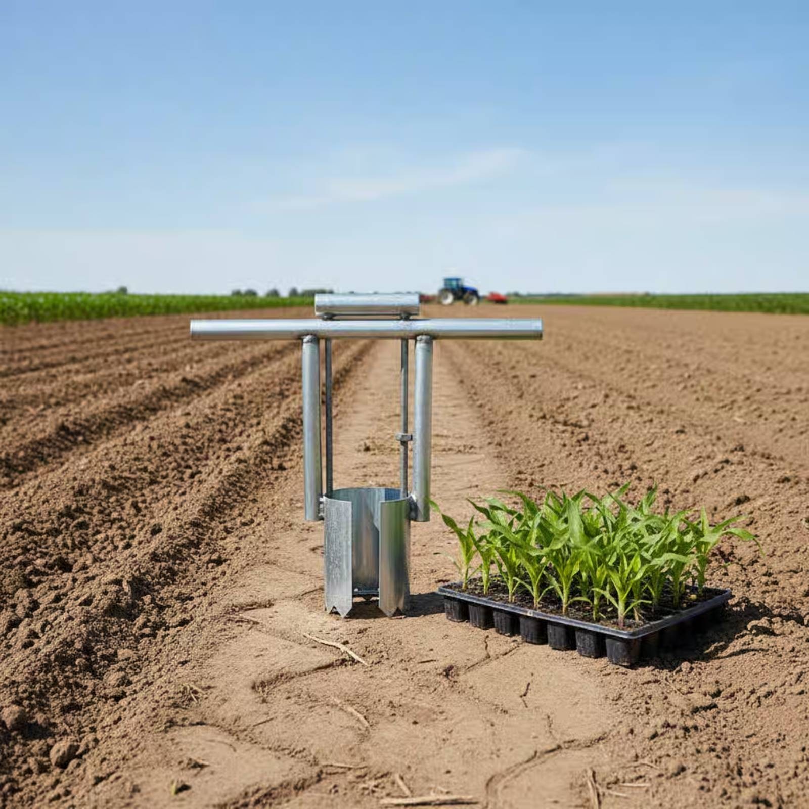 Handheld Transplanting Tool Pointed Tines Metal Transplanter Split Opening
