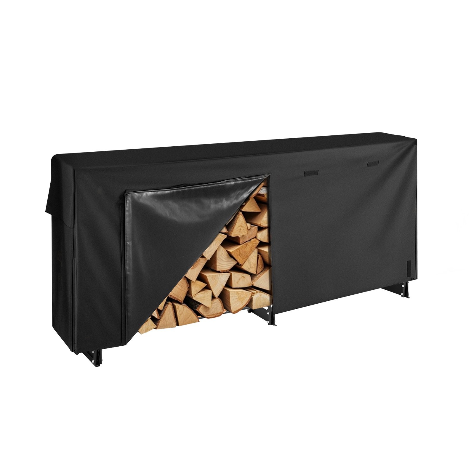 Firewood Rack with Waterproof Cover, 8 ft Outdoor Firewood Holder, 1/2 Cord Stor