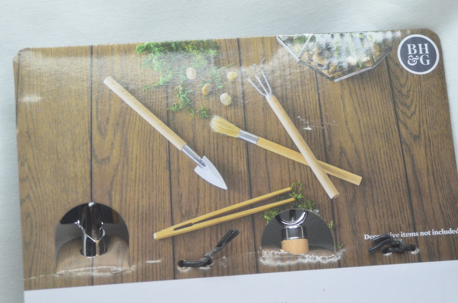 Better Homes & Gardens Terrarium Tool Set Wood Metal Rake Shovel Brush Tweezers