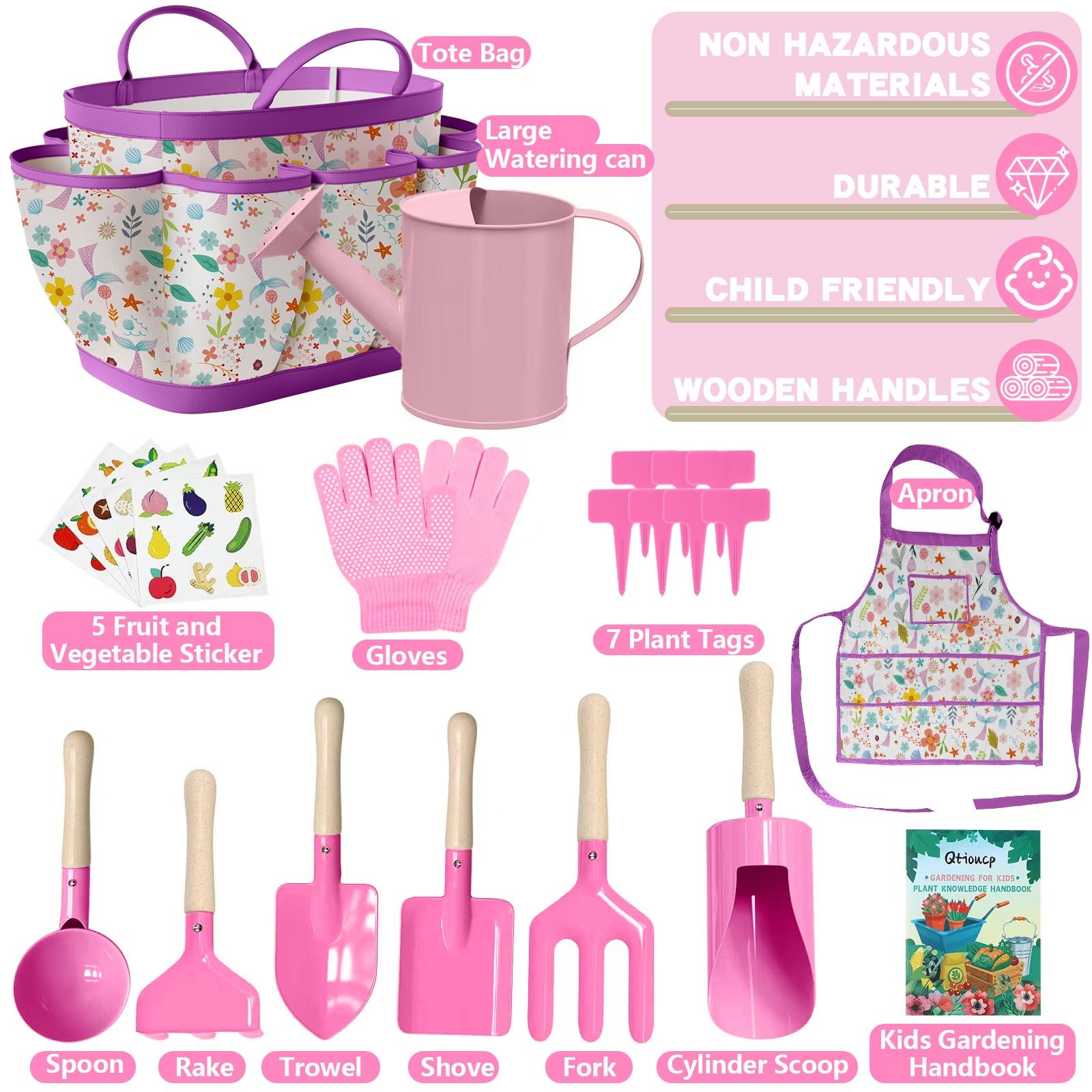 Kids Gardening Set 14Pcs Gardening Tools for Kids with Tote Bag,Watering Can,…