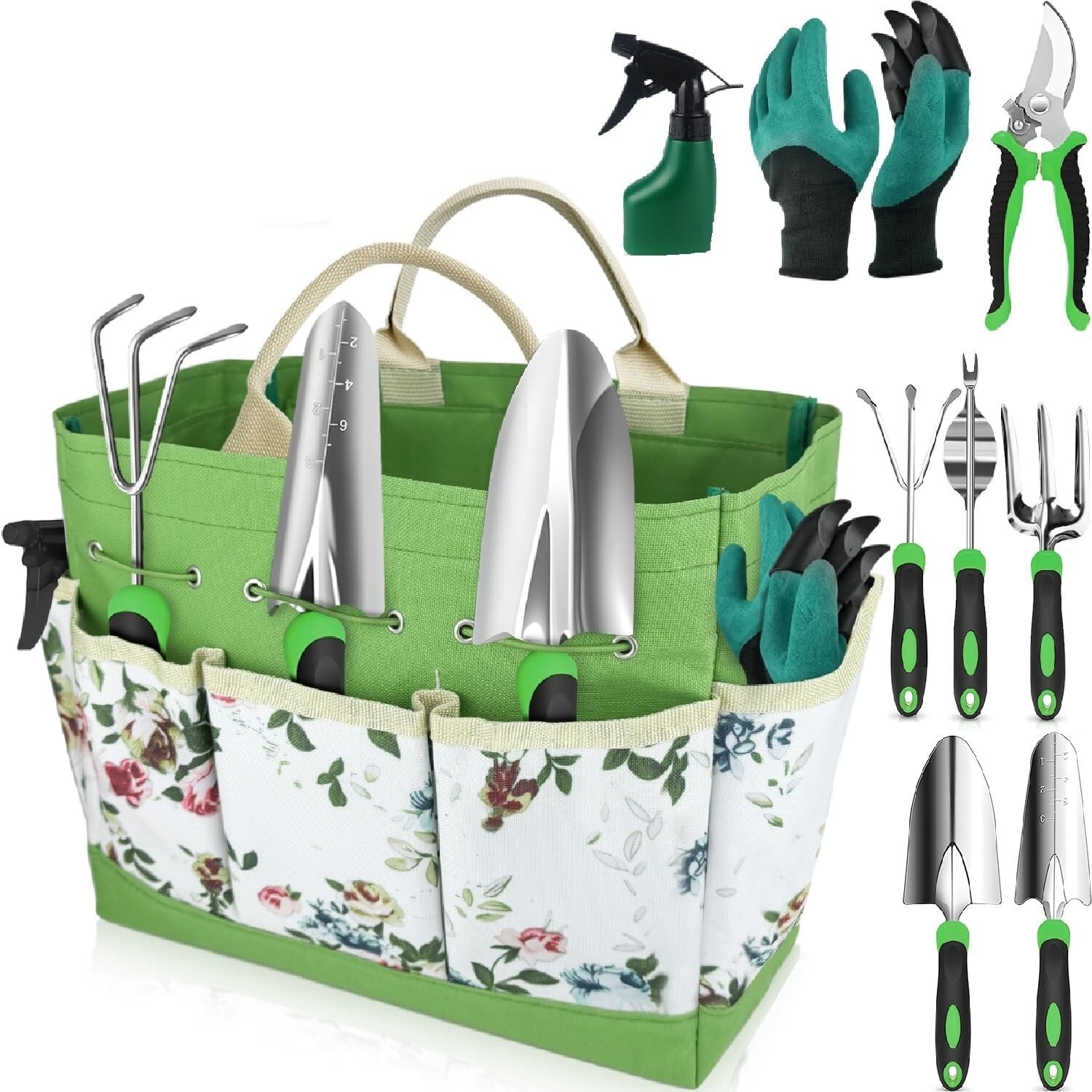 Garden Tools Set, 8 in 1 Heavy Duty Garden Tools Kit, Gardening Supplies