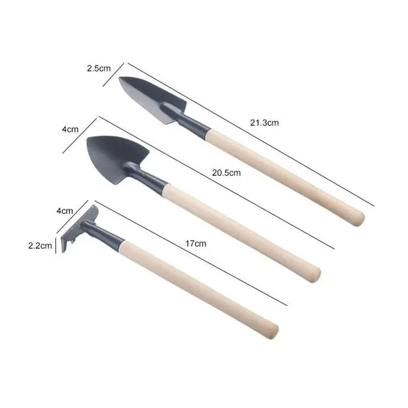 3pcs Wood Handle Garden Tool Set Planting Gardening Mini Tool Set Home Gardening