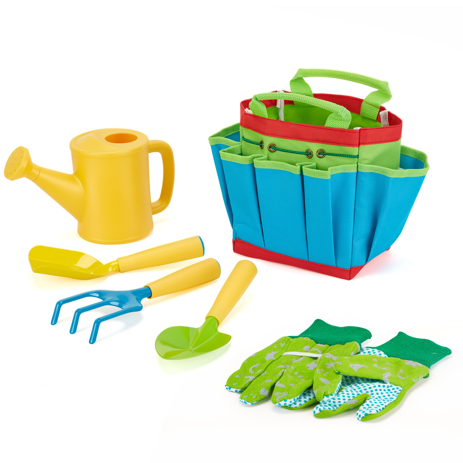 6PCS Childern Gardening Set Garden Tools Kids Play Set Rake Watering Can Bag