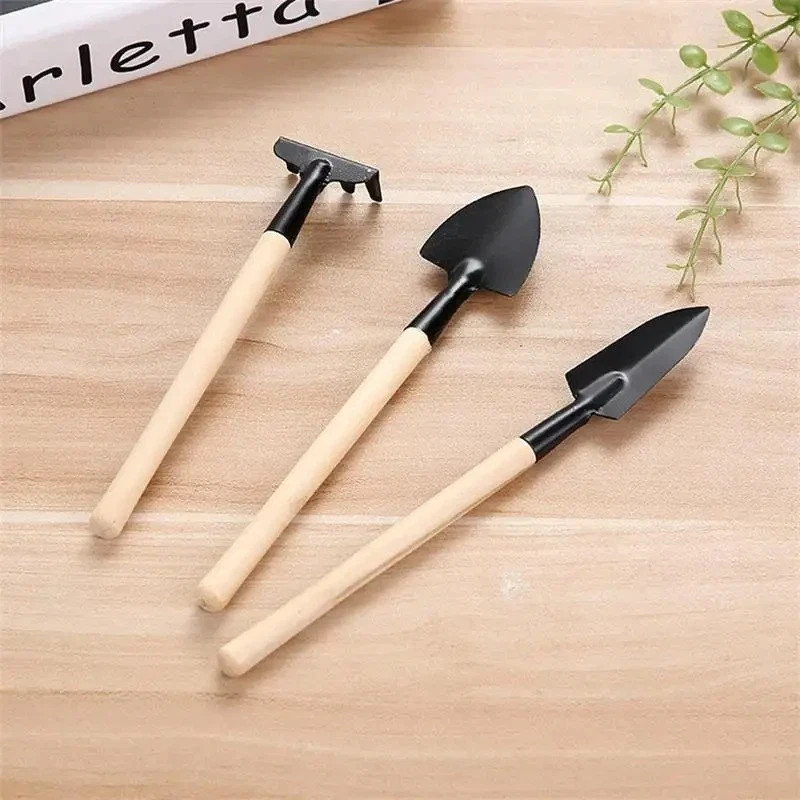 3pcs Wood Handle Garden Tool Set Planting Gardening Mini Tool Set Home Gardening
