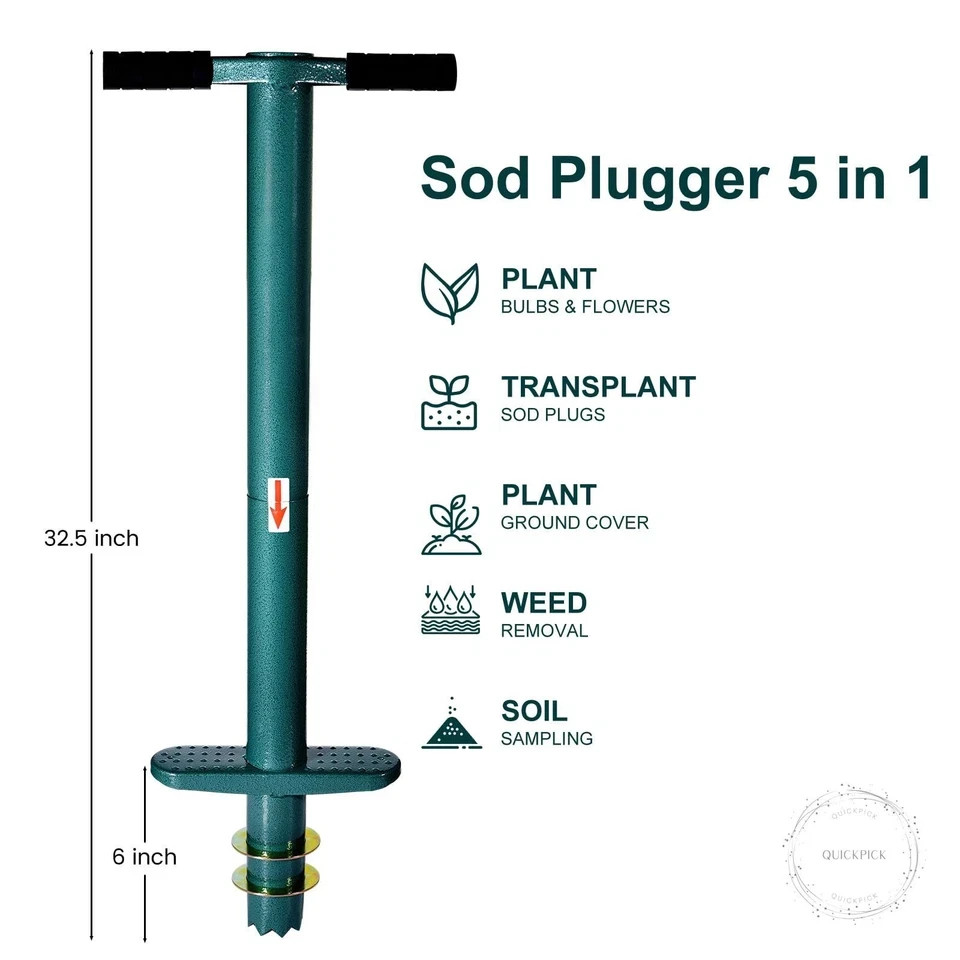 Sod Plugger Bulb Planter Planting Tool, Easy to Assemble Garden Trasnplanter