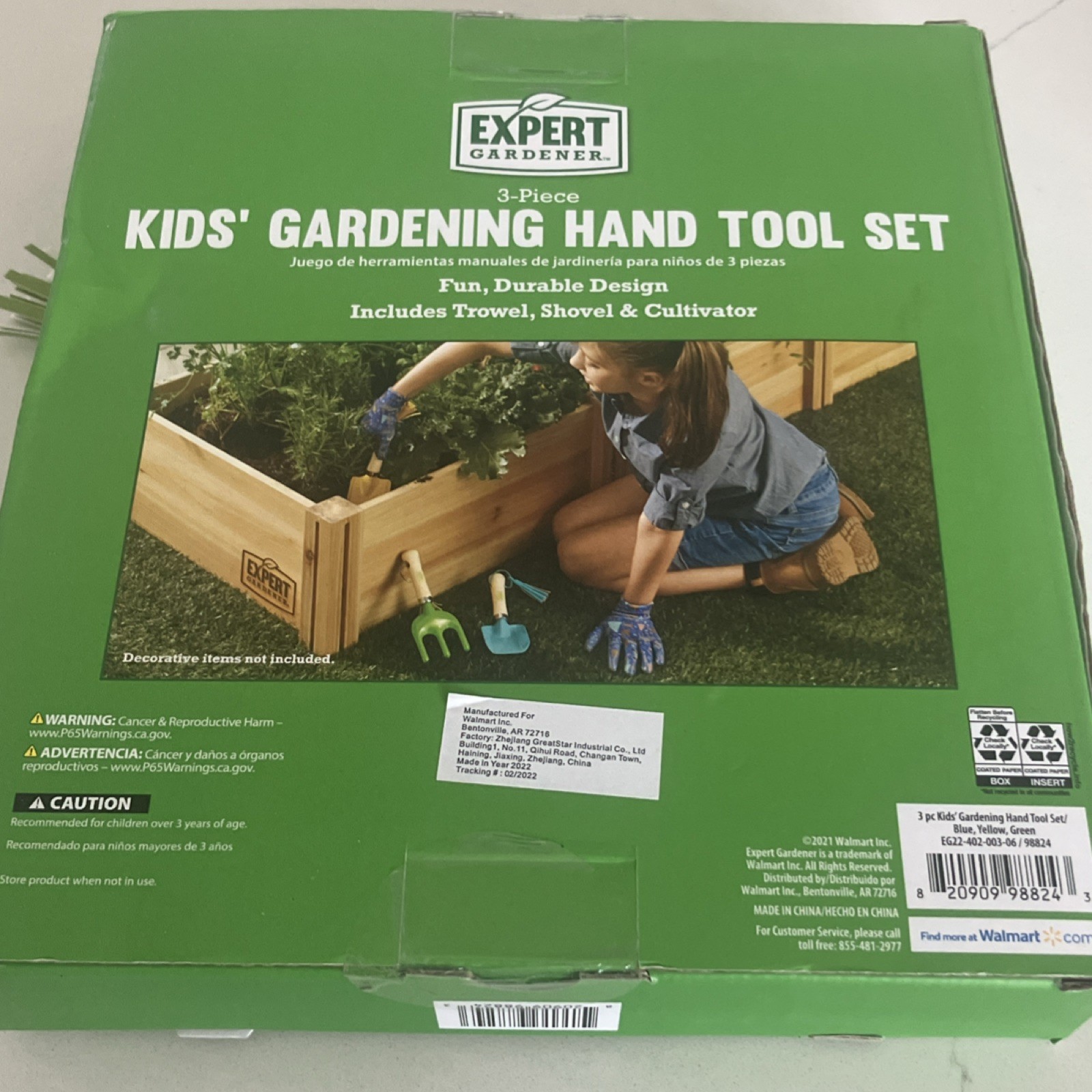 Expert Gardener 3-Piece Kids’ Garden Hand Tool Set Trowel Shovel Cultivator Blue