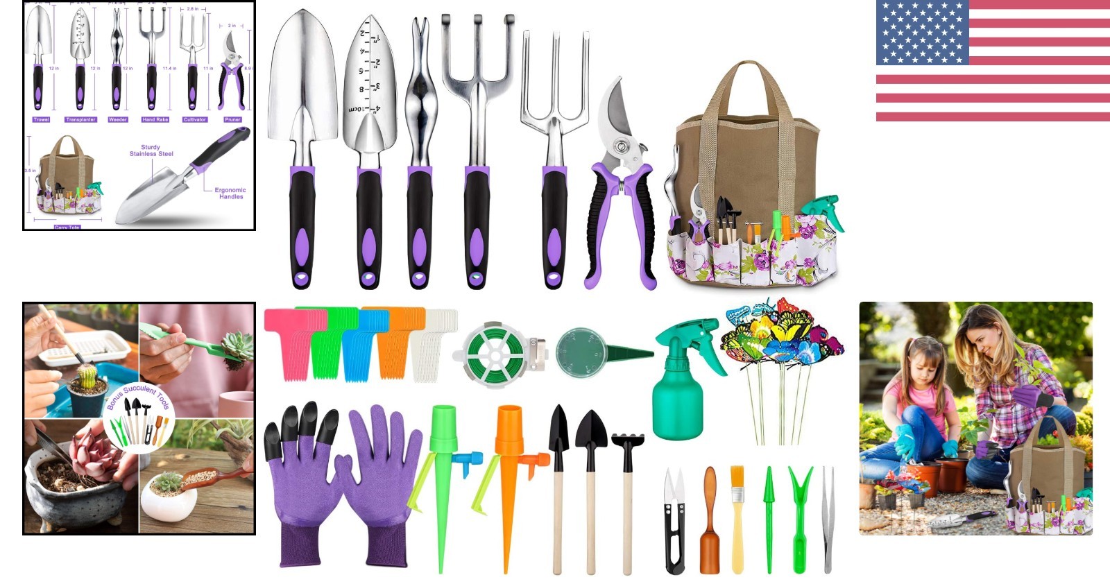 Luxury Garden Tools Set – 83 Pieces with Ergonomic Design & Stylish Purple Tote