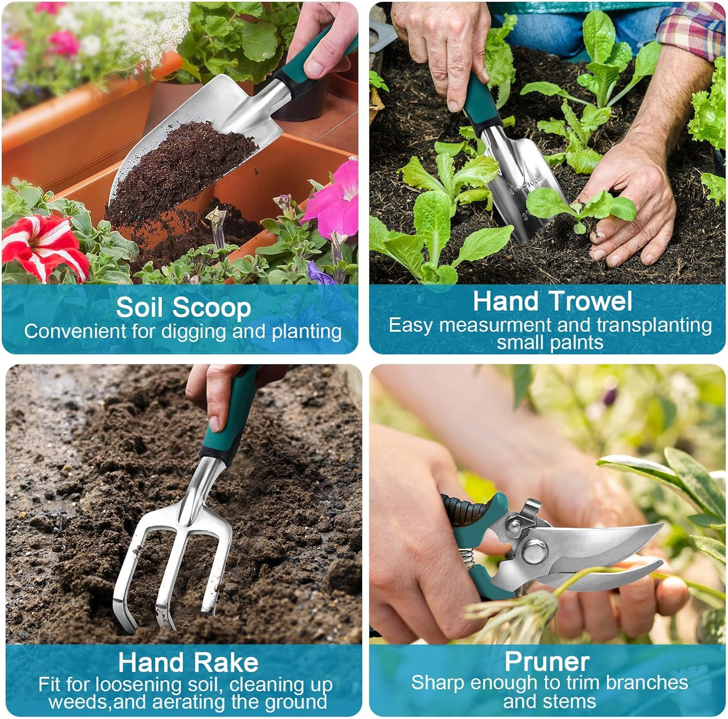 Garden Tool Set w/ Tote Bag Gloves Pruner Trowel Rake Repotting Mat Kit