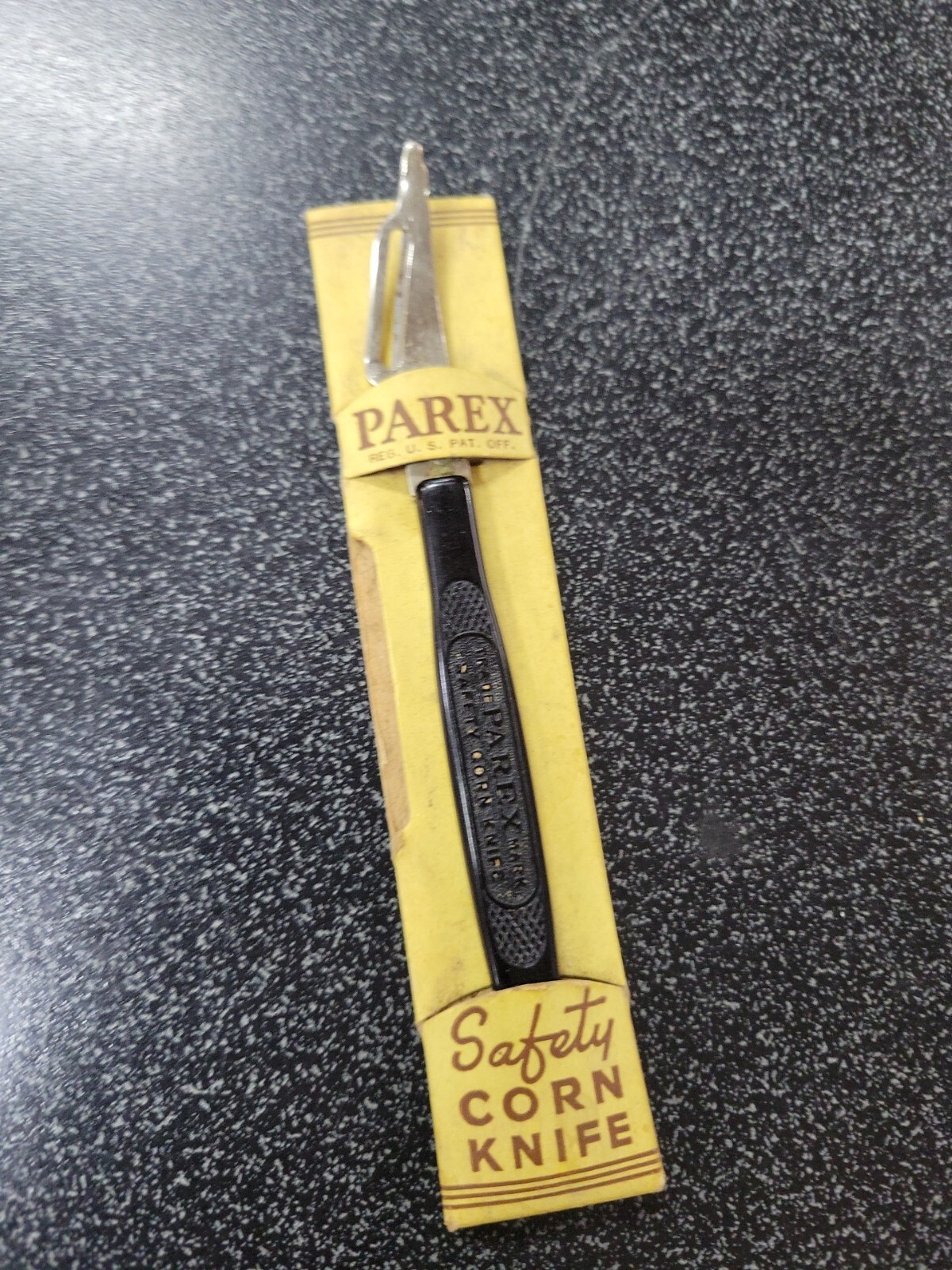 Vintage Parex Corn Knife Shaver with black handle in original package