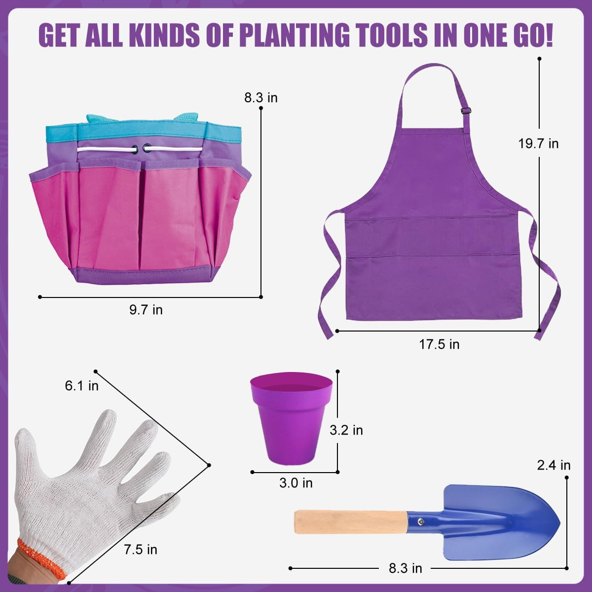 15 PCS Kids Gardening Tool Set for Girls Boys, Toddler Gardening Tools Set with