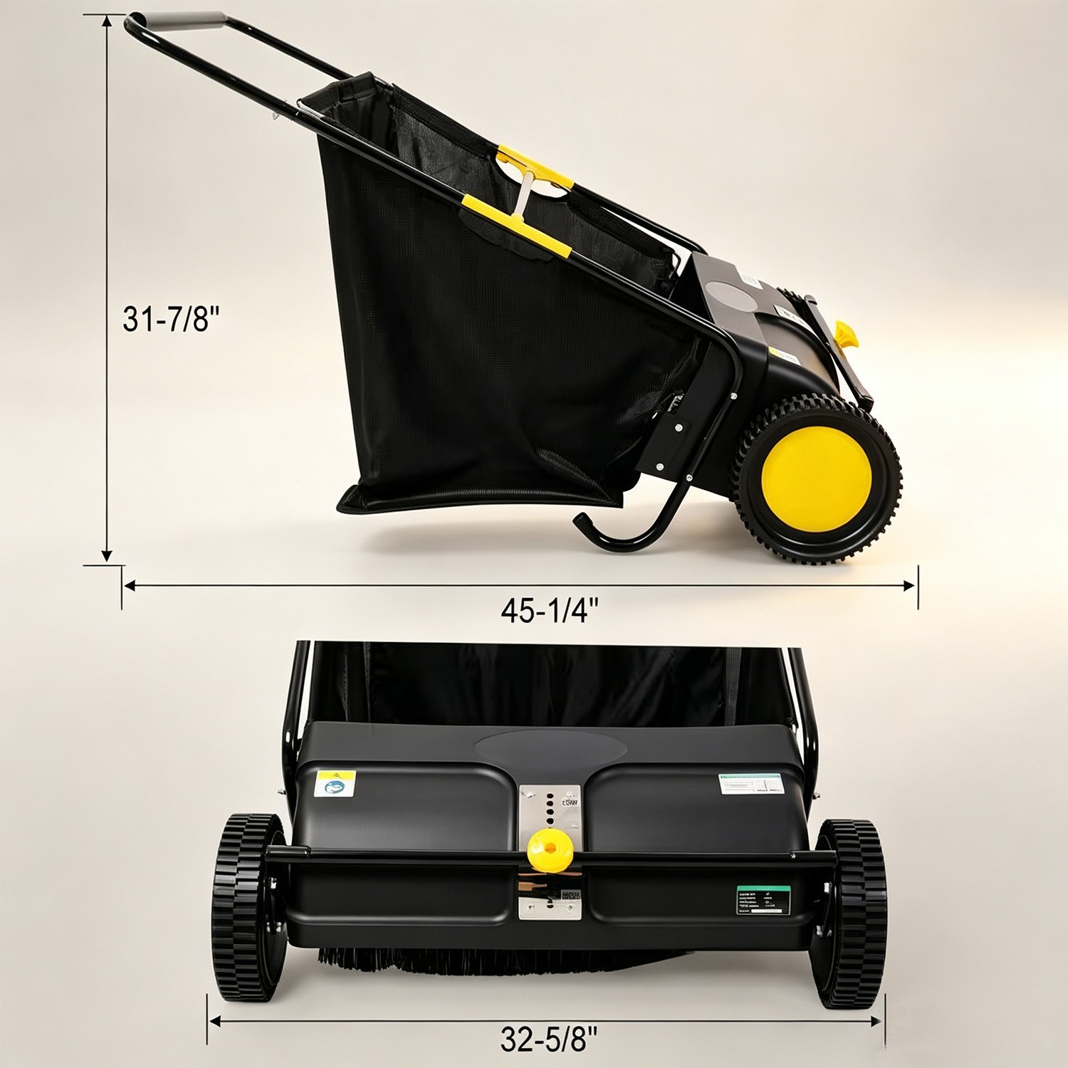 26″ Push Lawn Sweeper 7 cu.ft Leaf Grass Collector Adjustable Brush Yard Tool