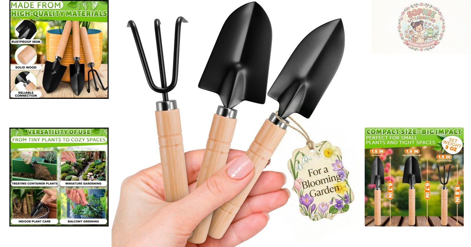 Delicate Plant Care 3-Piece Mini Tool Set – Perfect for Succulents & Bonsai