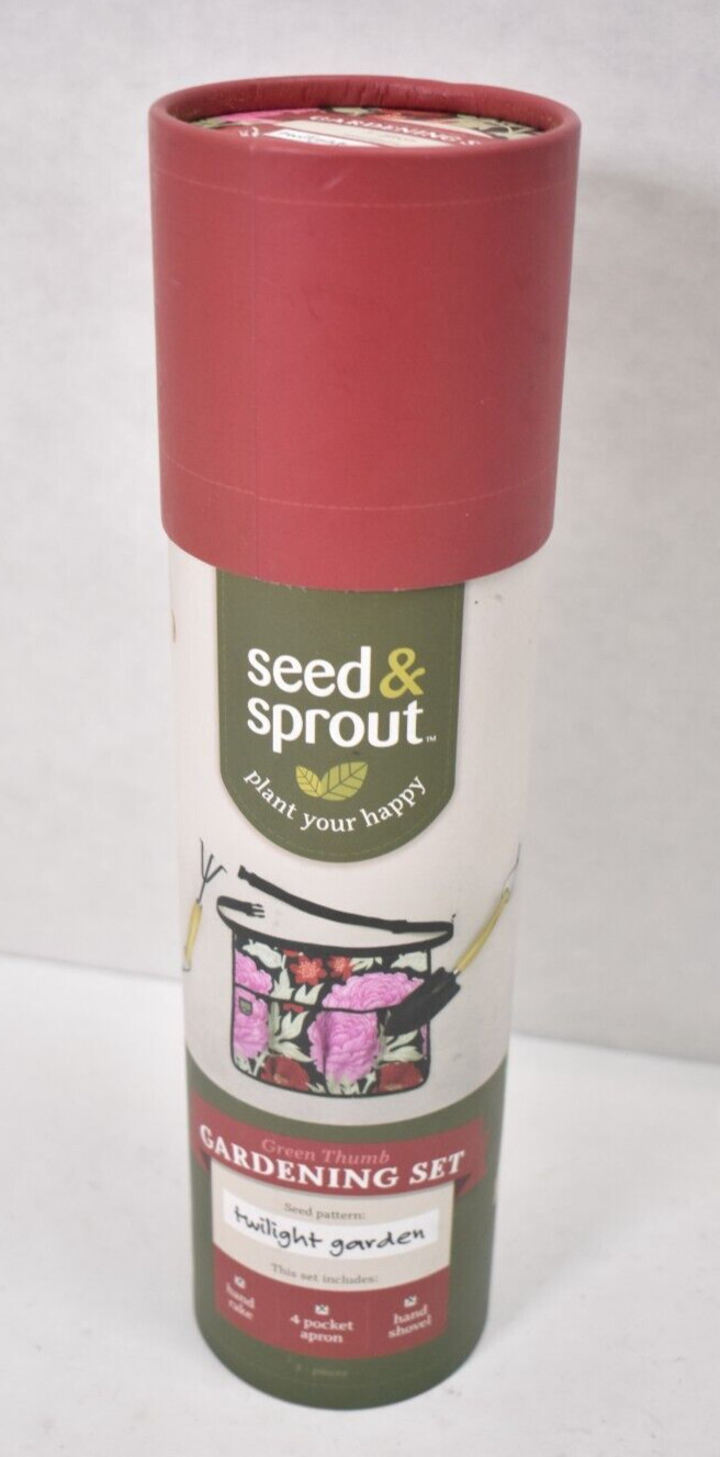 Seed & Sprout Gardening Set Twilight Garden Apron Hand Rake & Shovel Red