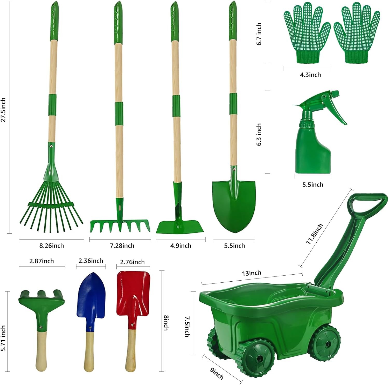 VICHTOP 10Pcs Kids Gardening Tools Set for Toddler Boys & Girls Ages 3 4 5