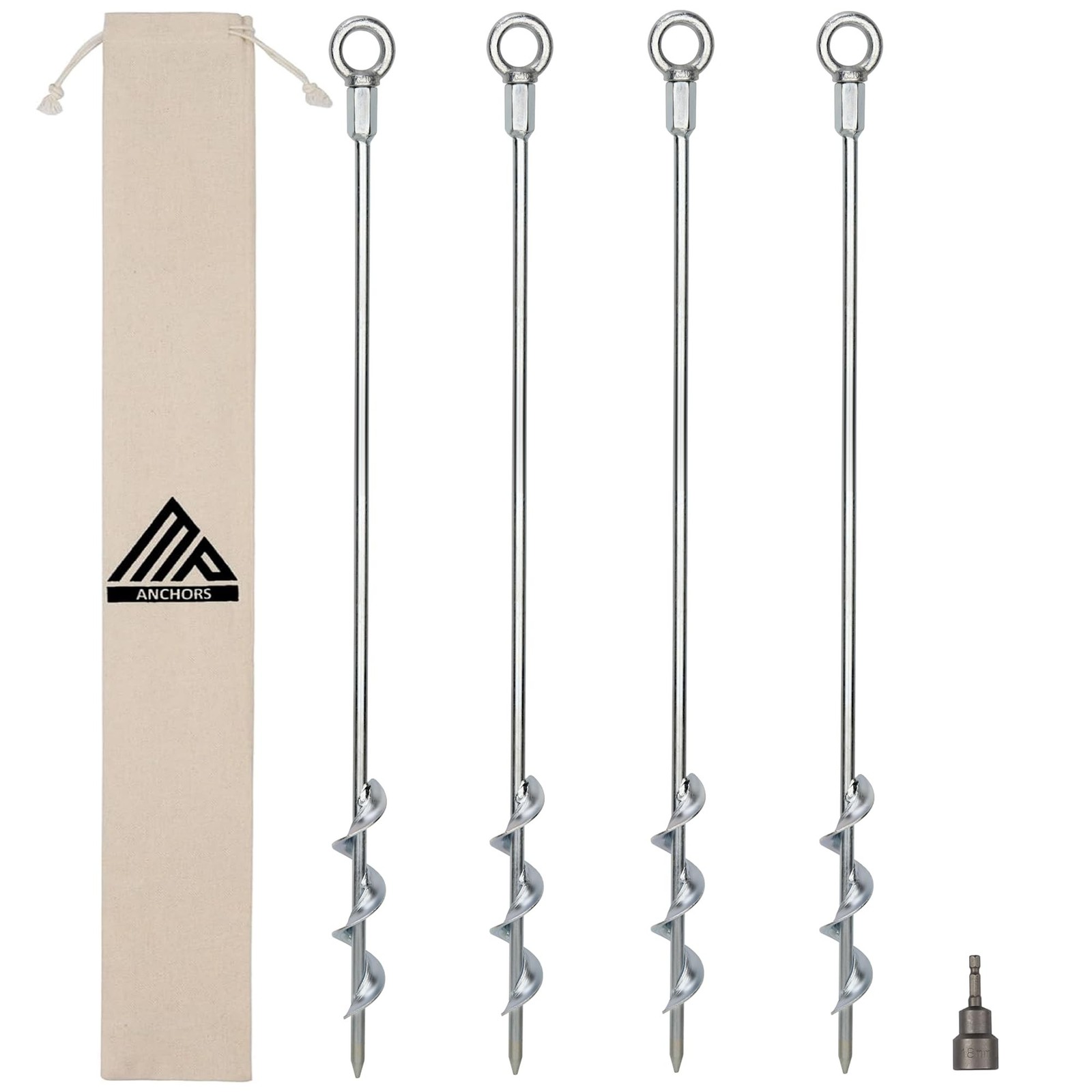 Earth Anchors – 24″ Set of 4 Heavy Duty Ground Stakes with Drill Bit – Mobile…