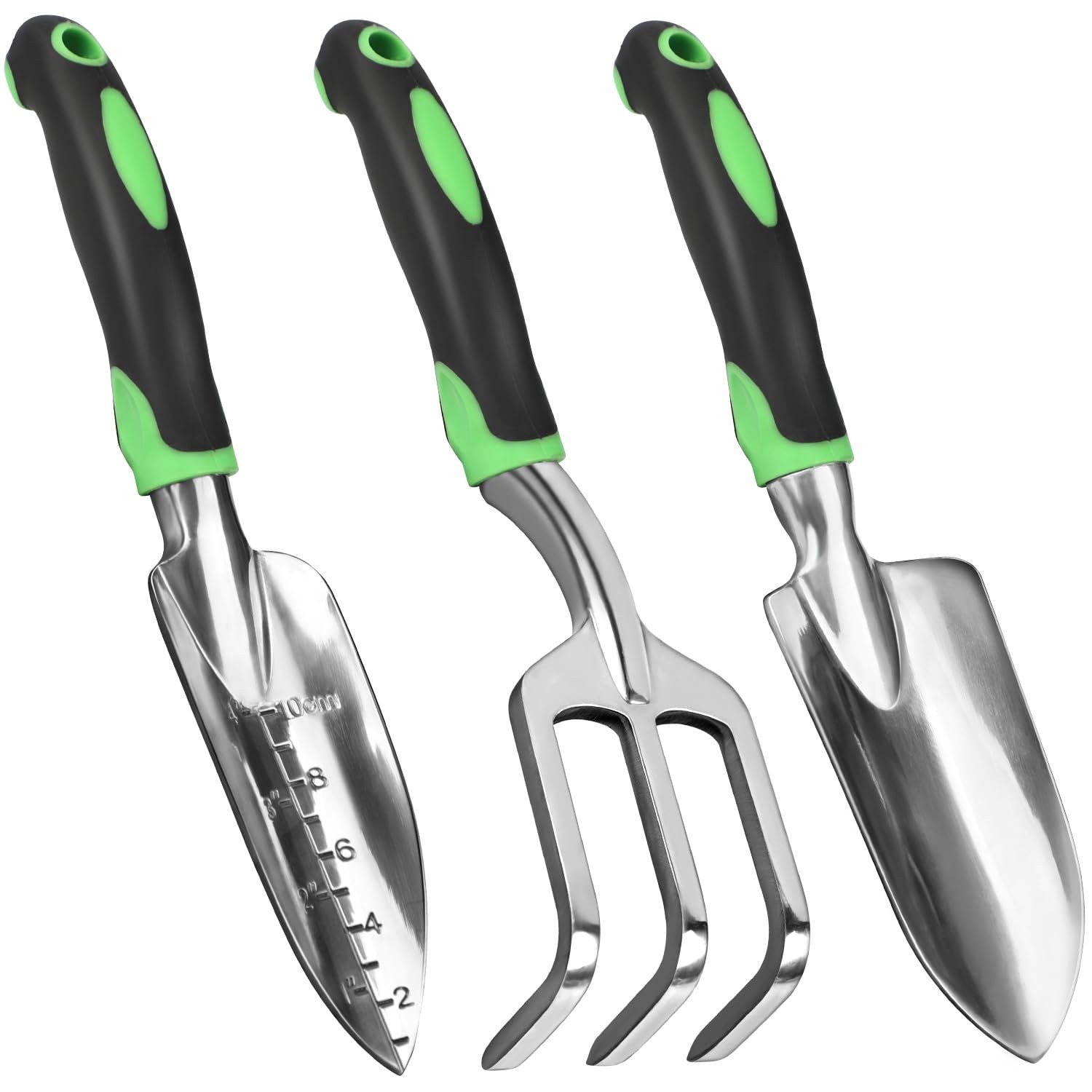 3 PCS Heavy Duty Aluminum Alloy Gardening Hand Tool Set Rubber Handles Shovel