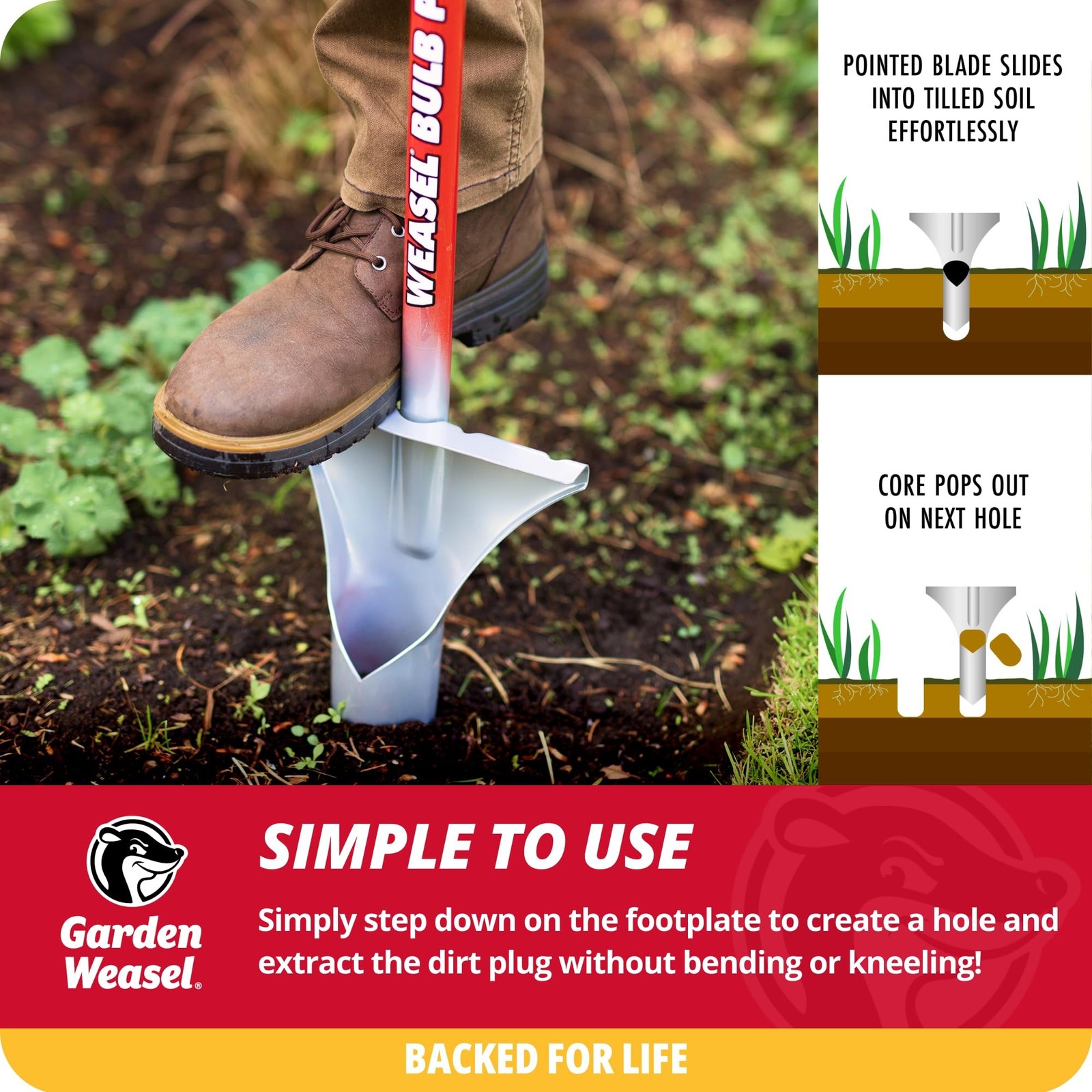 GARDEN WEASEL Bulb Planter – Long Handle | Annuals, Ground Cover, Vegetables,…